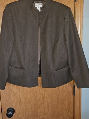 Pendleton Dark Brown Collarless Wool Blend Jacket Freshly Dry Cleaned